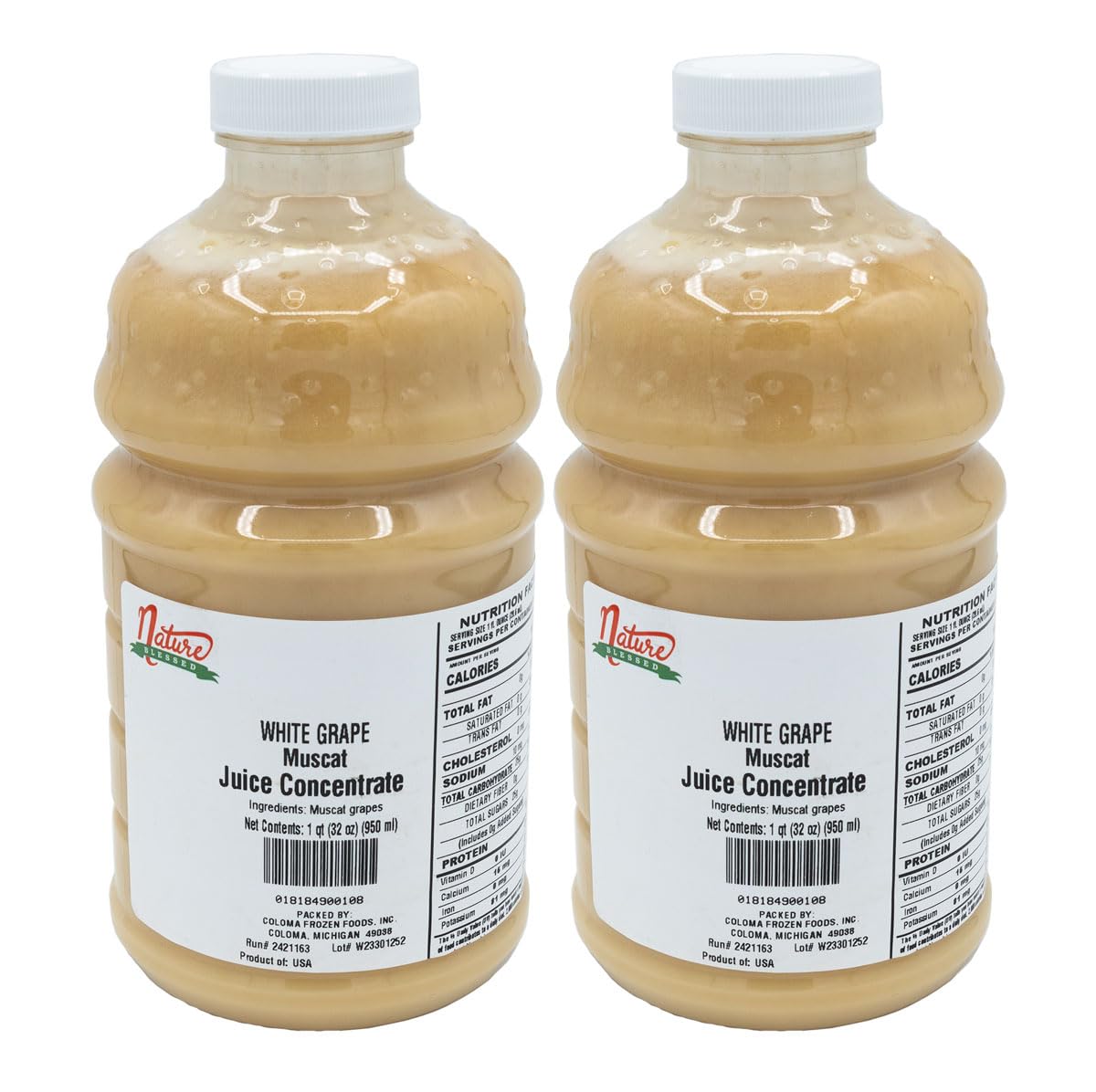 Nature Blessed 100% Muscat White Grape Fruit Juice Concentrate - 2 Quarts (2/32 fl oz bottles), Applications: Excellent for Home Wine Making, Home