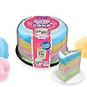 PartyPuffs Jumbo Cotton Candy Cake 13oz - Slices Like Real Cake - Strawberry Apple Blue Raspberry Lemon - Crunchy Candy Topping - Ready to Serve