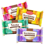 Delicious Eastern European Sweets - Mini Peanuts and Sunflower Seed Halva and Mini Sunflower Seeds and Sesame Kozinaki Chocolate Glazed Bars Assorted
