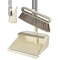 INDCAN Broom and Dustpan Set with 52" Adjustable Long Handle, Upright Standing Dustpan with Comb Teeth, Foldable Dustpan, Angled Broom Head