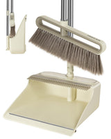 INDCAN Broom and Dustpan Set with 52" Adjustable Long Handle, Upright Standing Dustpan with Comb Teeth, Foldable Dustpan, Angled Broom Head