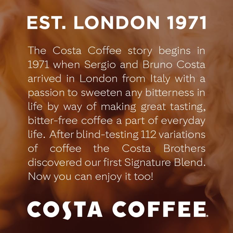 Costa Coffee Whole Bean Coffee, Signature Blend Medium Roast 12 Oz Bag for Espresso, Drip & Pour Over, Smooth & Nutty, Slow Roasted 100% Arabica Beans