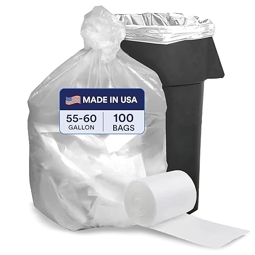 Plasticplace 55-60 Gallon Trash Bags, Heavy Duty Black Garbage Bags, 100 Count for Lawn, Yard, and Outdoor Waste Disposal, Ideal for Industrial Trash