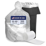 Plasticplace 55-60 Gallon Trash Bags, Heavy Duty Black Garbage Bags, 100 Count for Lawn, Yard, and Outdoor Waste Disposal, Ideal for Industrial Trash