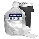 Plasticplace 55-60 Gallon Trash Bags, Heavy Duty Black Garbage Bags, 100 Count for Lawn, Yard, and Outdoor Waste Disposal, Ideal for Industrial Trash
