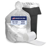 Plasticplace 55-60 Gallon Trash Bags, Heavy Duty Black Garbage Bags, 100 Count for Lawn, Yard, and Outdoor Waste Disposal, Ideal for Industrial Trash