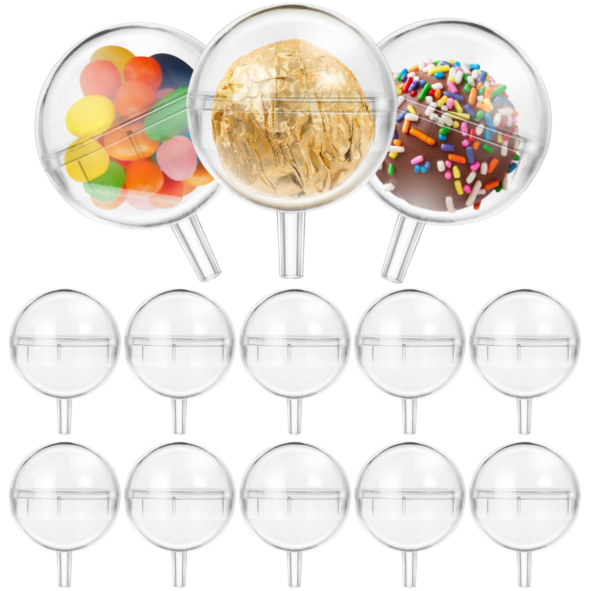 TEHAUX 100 Pack Acrylic Chocolate Holder Cups with Lids, Round Truffle Box