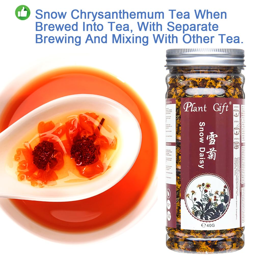 Plant Gift Kunlun Snow Daisy Tea Snow Chrysanthemum Tea, Chinese Natural Caffeine-free, Sweet Flora Herbal Tea, Kunlun Snow Chrysanthemum 40g/1.4oz