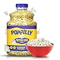 White Popcorn Kernels - Fluffy, Non-GMO, Ideal for Healthy Snacking or Buttered Popcorn - 30 oz, 1-Pack POPFULLY Kernels, 30oz Jar, Tender Microwave