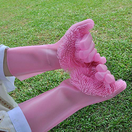 Multifunctional Sponge Cleaning Foam Gloves, Reusable Magic Silicone Bristle dishwashing Gloves, Heat-Resistant, Non-Slip
