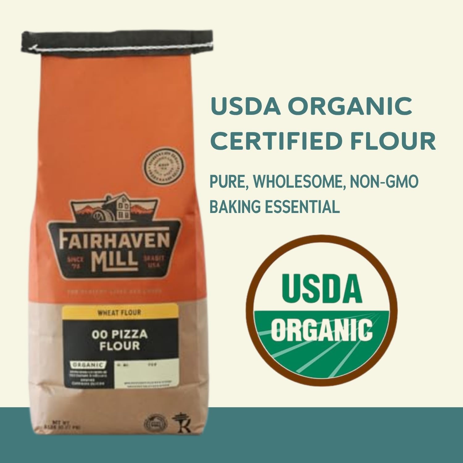 Fairhaven Mill Organic 00 Pizza Flour - USDA Certified Organic and Non-GMO - Perfect for Thin, Supple Pizza Crusts, Rustic Flatbreads, Focaccia