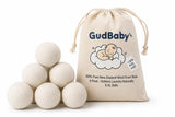 GudBaby Wool Dryer Balls - 6 Pack (100% Premium New Zealand Wool)