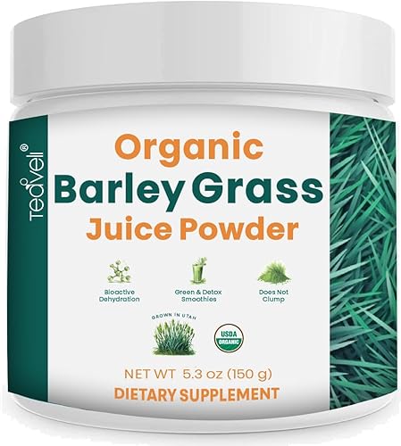 Organic Barley Grass Juice Powder- Utah Grown Raw Barley Grass Juice Extract & Green Juice Powder for Detox- Complements Wheatgrass Juice- Made