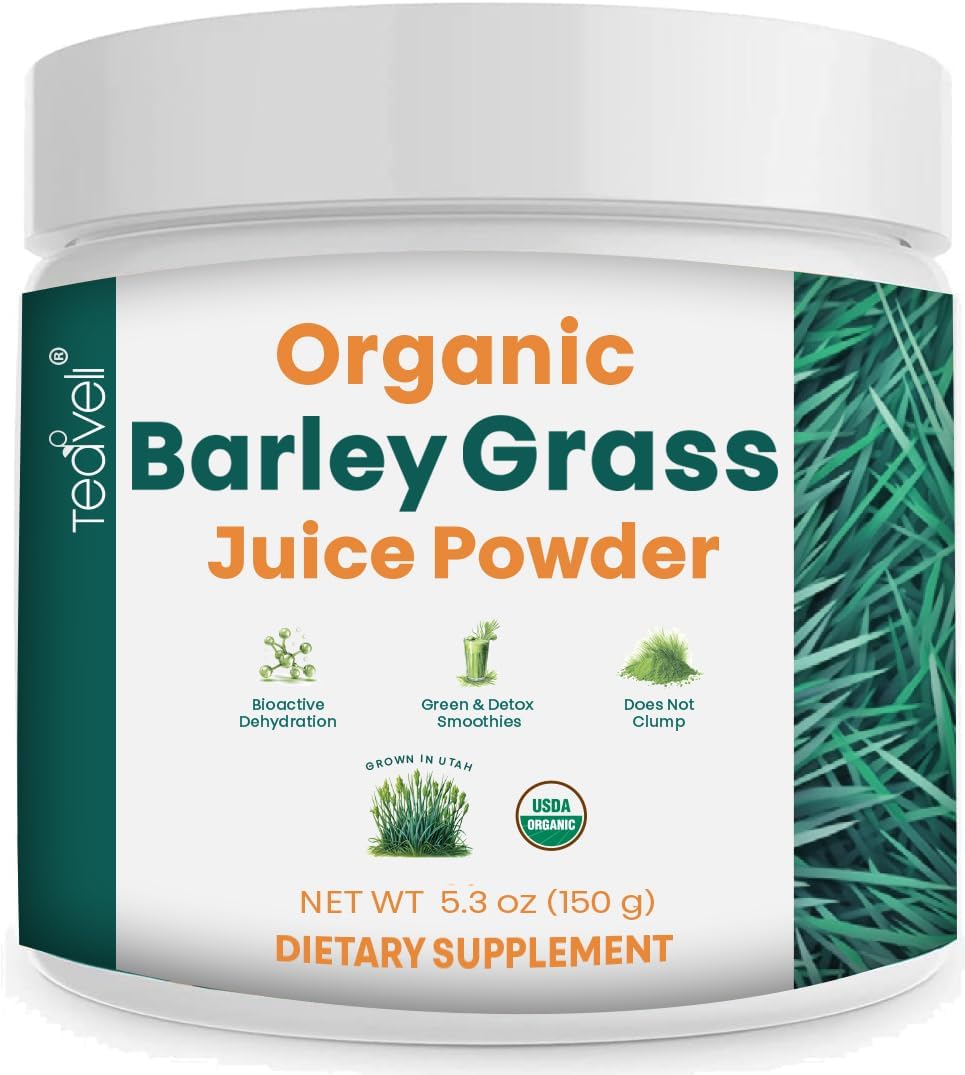 Organic Barley Grass Juice Powder- Utah Grown Raw Barley Grass Juice Extract & Green Juice Powder for Detox- Complements Wheatgrass Juice- Made