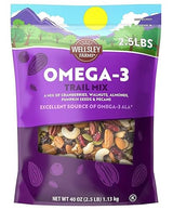 Wellsley Farms Omega 3 Deluxe Mix -Cranberries, Walnuts, Almonds, Pumpkin Seeds, Pecans. Healthy Heart Trail Mix, Power Up, Gluten Free, Cholesterol