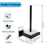 Brixline Upgraded Toilet Cleaner Bowl Brush and Holder Set Wall Mounted Modern Metal Glass Black Scrubber Scrub Brushes Wand Household Supplies