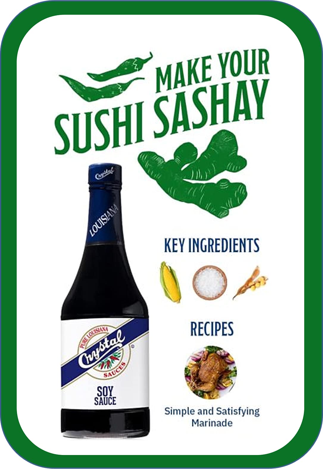 Crystal Louisiana's Soy Sauce, 12 Ounce, Flavor Poultry, Shellfish, Beef, Use On Sushi, Ramen, Dressings and Sauces