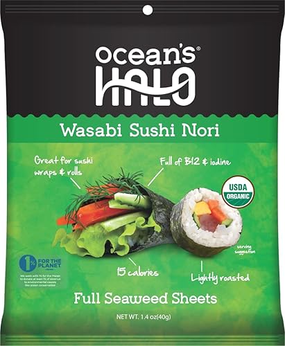 Ocean's Halo Organic Wasabi Style Sushi Nori, 1.4 OZ