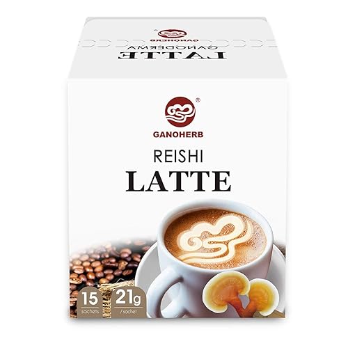 GANOHERB Reishi Mushroom Latte Coffee Powder, 4 in 1 Instant Arabica Coffee with Organic Ganoderma Lucidum Extract to Improve Appetite Stress Relief