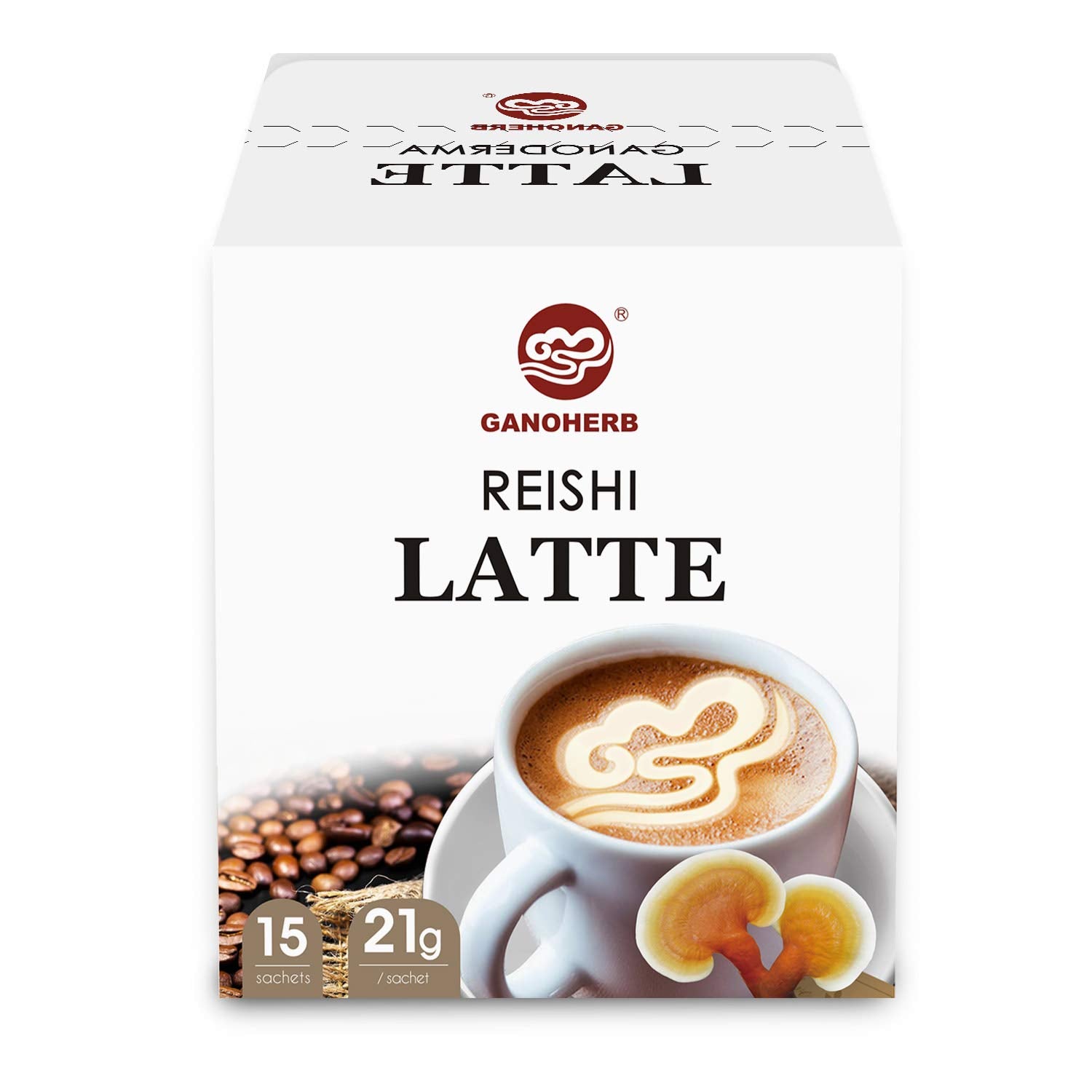 GANOHERB Reishi Mushroom Latte Coffee Powder, 4 in 1 Instant Arabica Coffee with Organic Ganoderma Lucidum Extract to Improve Appetite Stress Relief