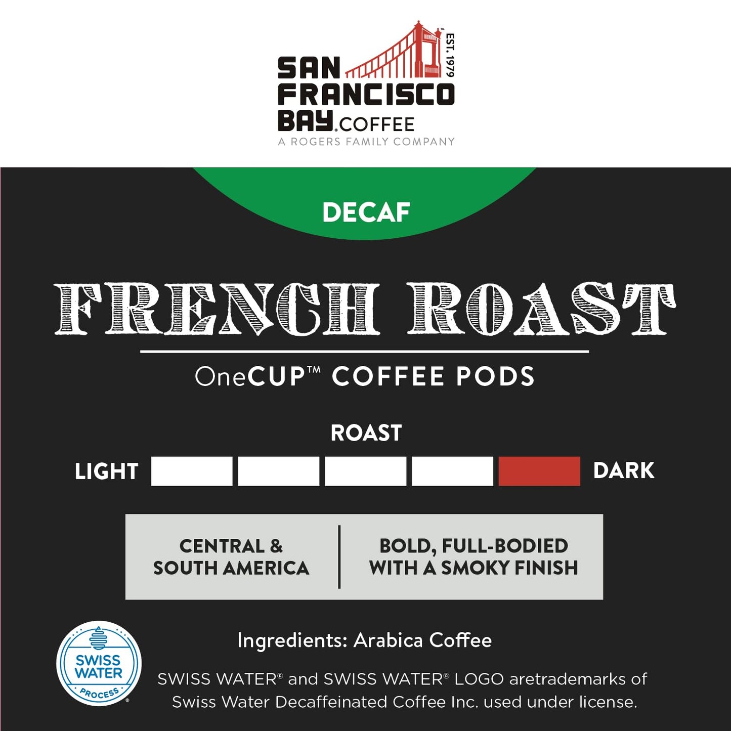San Francisco Bay Compostable Coffee Pods - DECAF French Roast (12 Ct) K-Cup Compatible including Keurig 2.0, Dark Roast, Swiss Water Processed