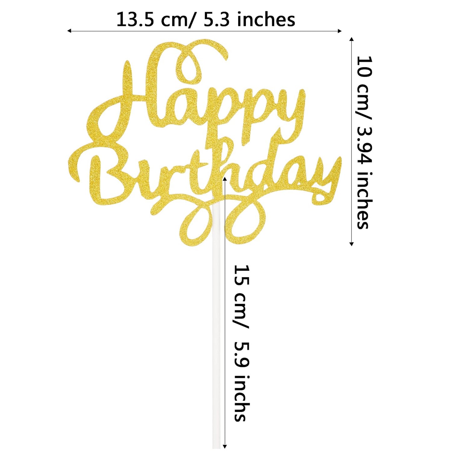 Boao 40 Pieces Birthday Cake Toppers 5.3 x 3.94 in Happy Glitter Birthday Cupcake Topper Cake Party Supplies Decorations for Children or Adults, 8