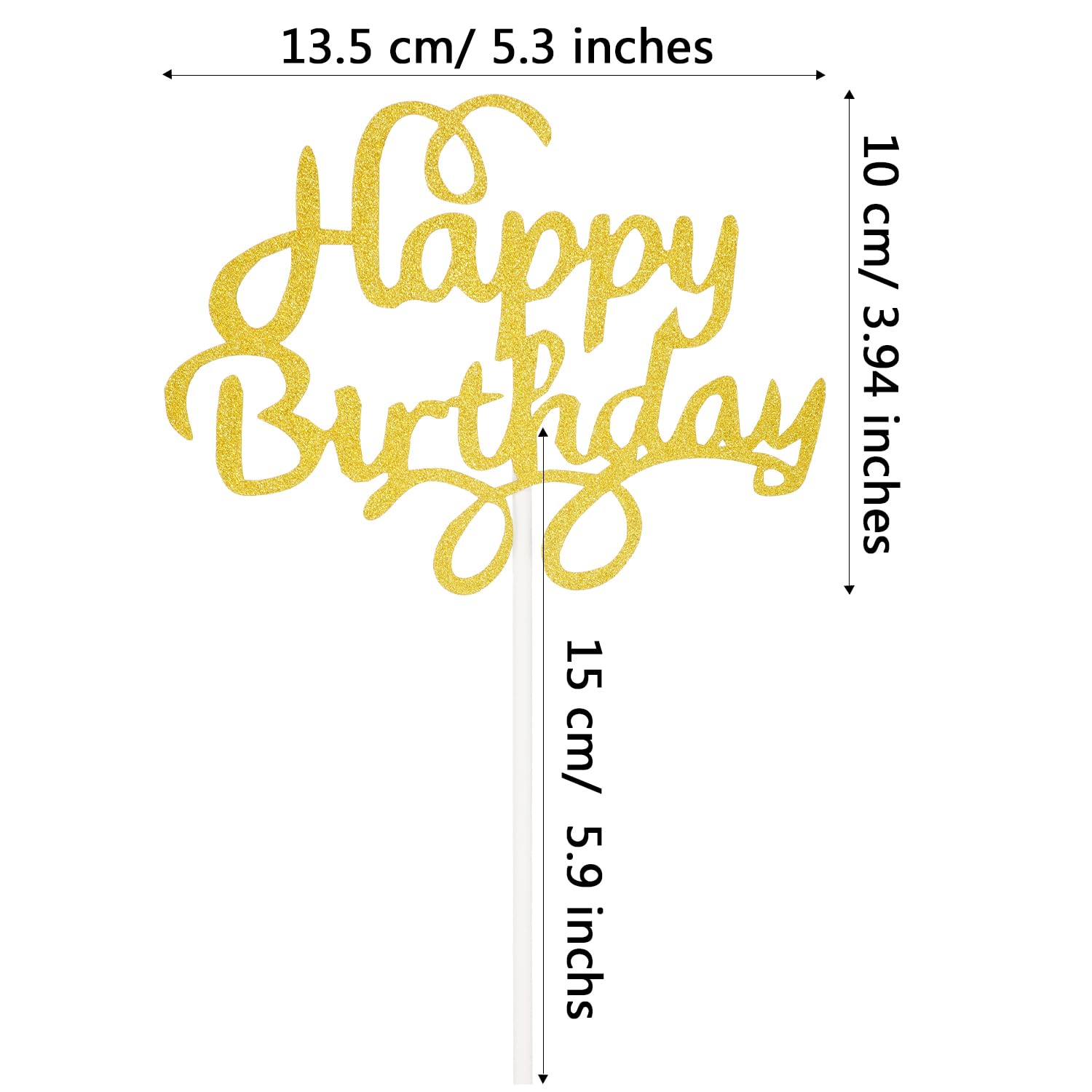 Boao 40 Pieces Birthday Cake Toppers 5.3 x 3.94 in Happy Glitter Birthday Cupcake Topper Cake Party Supplies Decorations for Children or Adults, 8