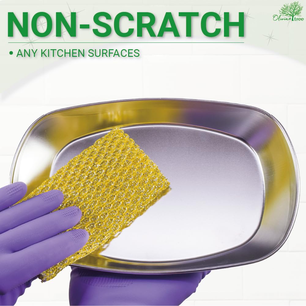 Rugged Glitter Dish Wash Net Heavy Duty, 4 pcs - Premium Non-Scratch Scouring Pads for Durable Cleaning - Glitter Kitchen Mesh Dish Cloth Set