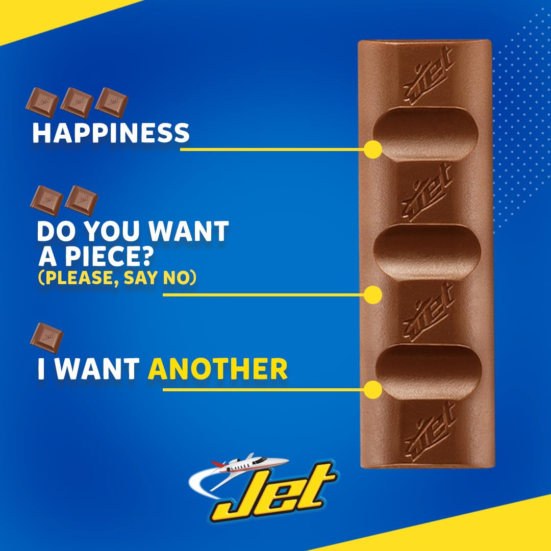 Jet Milk Chocolate Bars, Classic Colombian Milk Chocolate Candy, Individually Wrapped, 10 Count Bag, 3.88 oz
