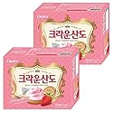 Crown Sando Strawberry Cream Cheese | 161g | 2 Boxes, Korean Snack, Strawberry Cream Cheese Filling Sandwich Biscuit, Sweet & Fruity, ?? ?????? ??
