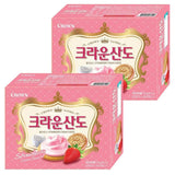 Crown Sando Strawberry Cream Cheese | 161g | 2 Boxes, Korean Snack, Strawberry Cream Cheese Filling Sandwich Biscuit, Sweet & Fruity, ?? ?????? ??