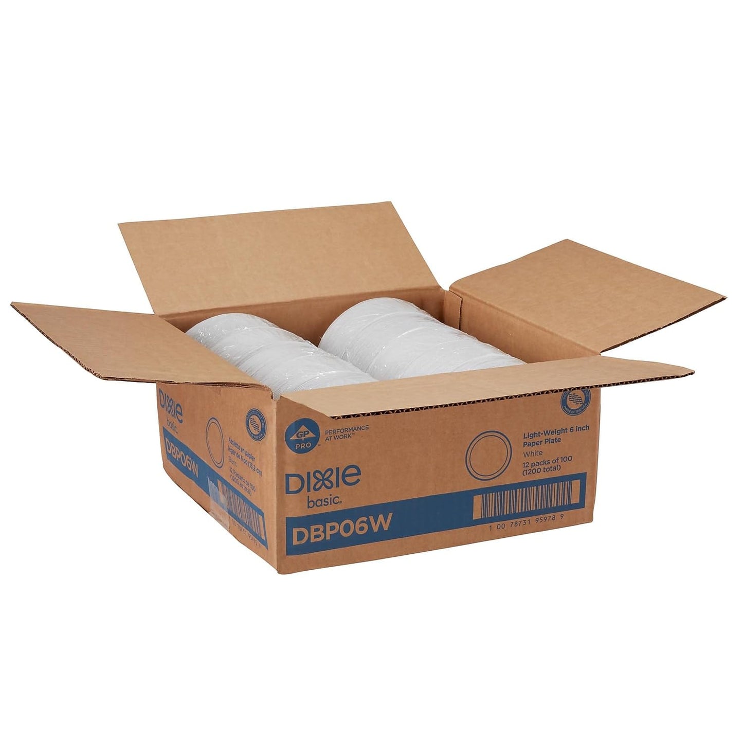 Dixie Basic 6" Light-Weight Paper Plates by GP PRO (Georgia-Pacific), White, DBP06W, 1,200 Count (100 Plates Per Pack, 12 Packs Per Case)