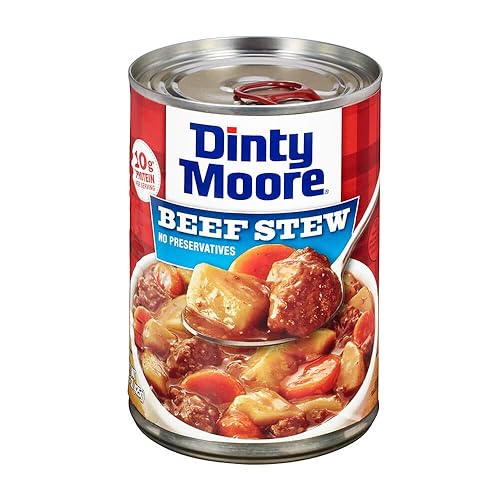 DINTY MOORE Beef Stew, 15 oz (12 Pack), Fully Cooked & Ready-To-Eat with Fresh Potatoes & Carrots, Gluten-Free, 10g Protein, No Preservatives, Perfect