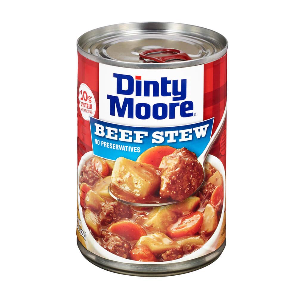 DINTY MOORE Beef Stew, 15 oz (12 Pack), Fully Cooked & Ready-To-Eat with Fresh Potatoes & Carrots, Gluten-Free, 10g Protein, No Preservatives, Perfect