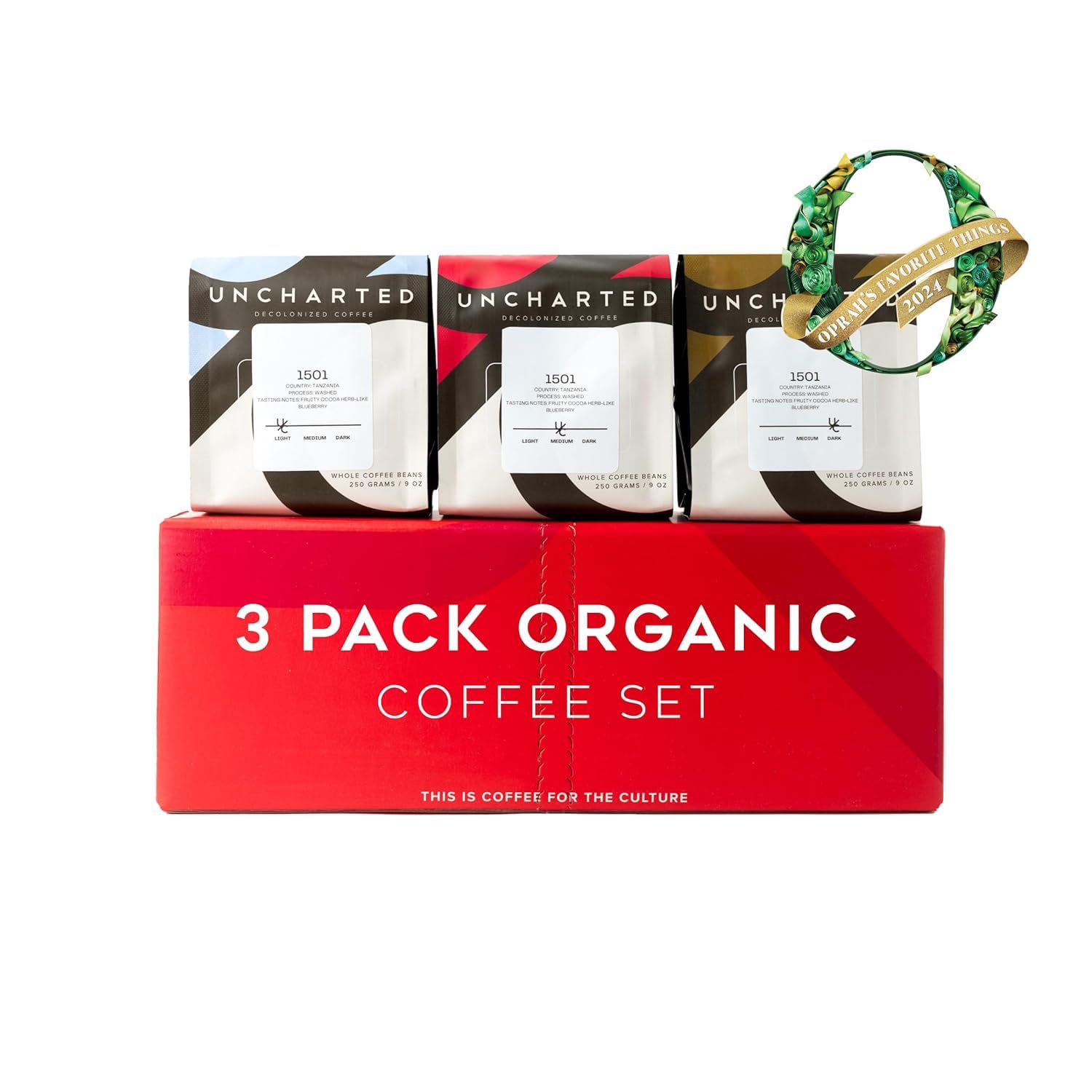 Single-Origin Organic Coffee Beans Gift Box, Light, Medium or Dark Roast Organic Whole Bean Coffee, 3 Pack Explorer, 9 oz each, 1740 Peru by Uncharted