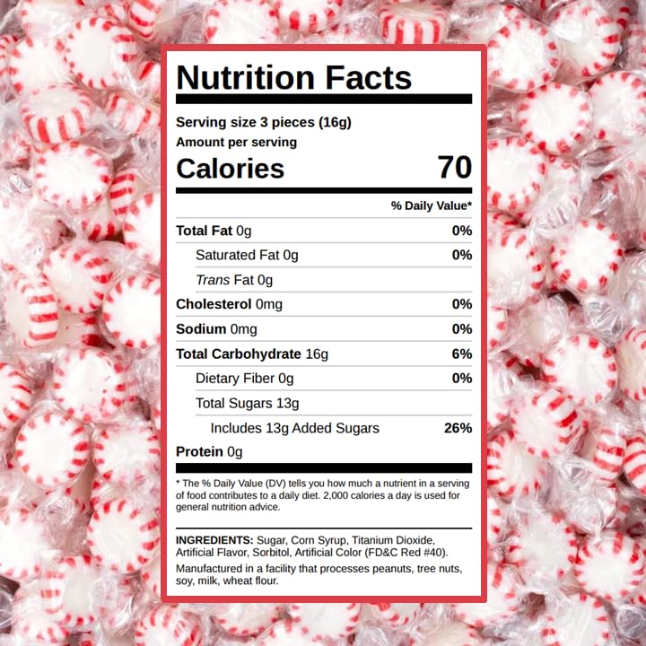 Bulk Starlight Peppermints Hard Candy - Approx. 180 Pieces, 2 lb Bag - Individually Wrapped Peppermint Discs for Parties, Candy Bowls & Holiday Treats