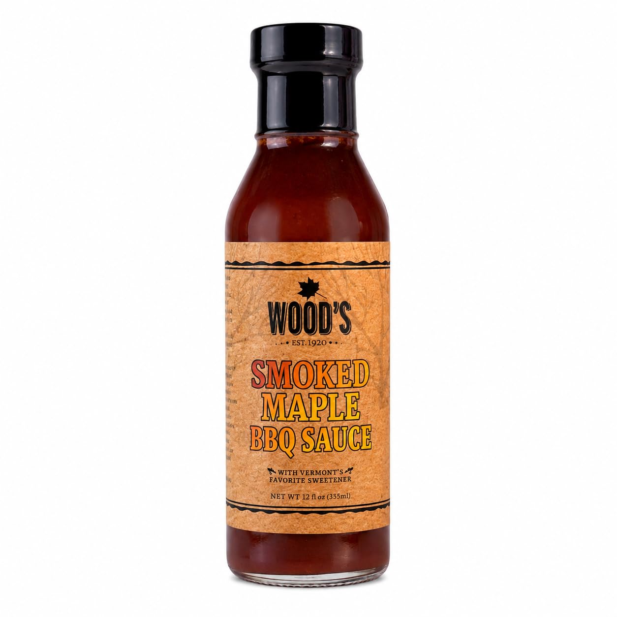 Wood’s Smoked Maple BBQ Sauce - Sweet & Smoky Small-Batch Barbecue Sauce Made with Real Vermont Maple Syrup | Bold Flavor with a Peppery Kick |