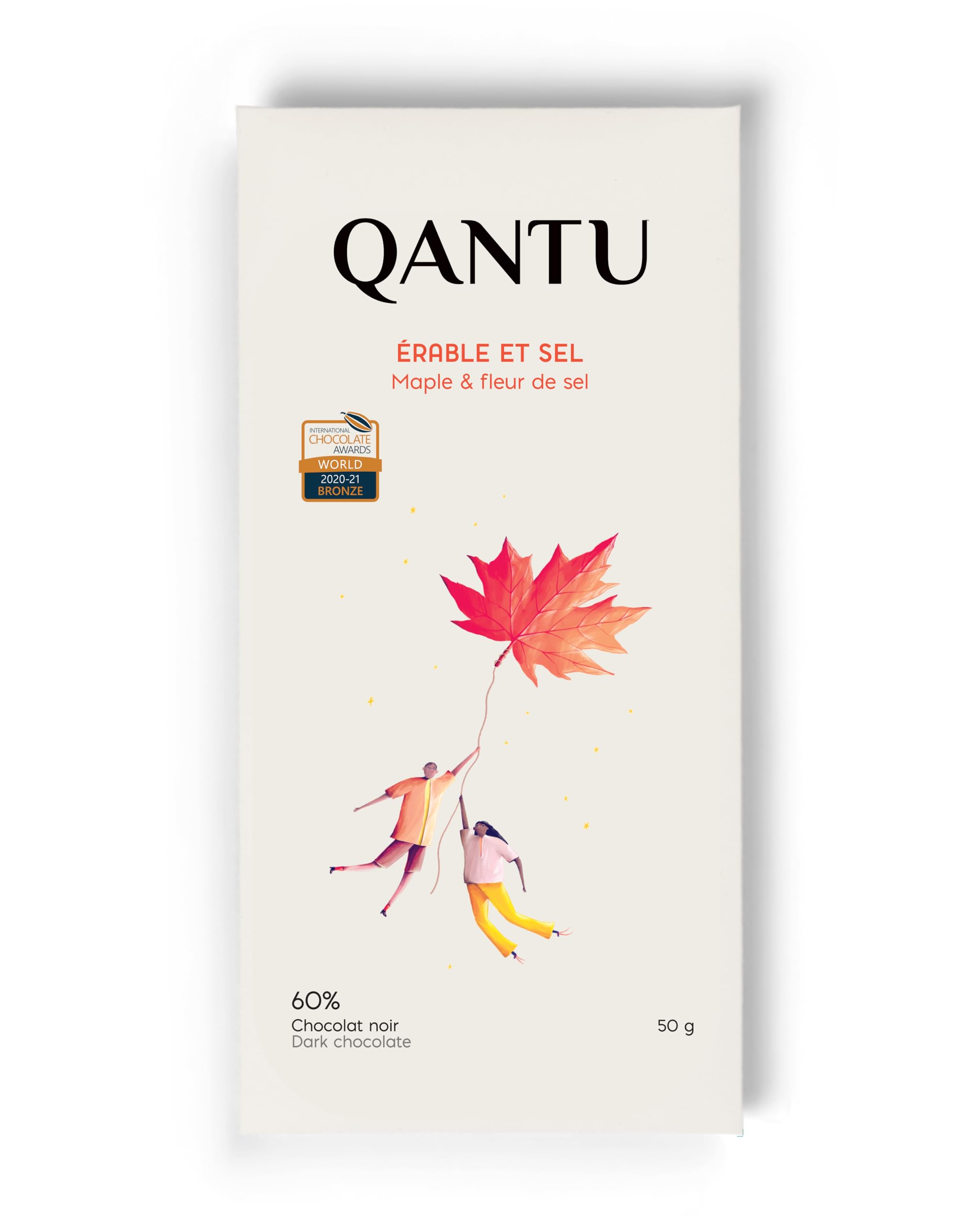 Qantu Maple and Fleur De Sel Dark Chocolate Bar, 50 GR