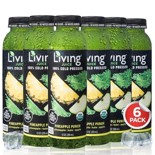 O2 Living Juice Cold Pressed Drink - Pineapple Punch Organic Juice Pack - No Added Sugars or Water, Naturally Sweetened from Fruits, Rich in Nutrients
