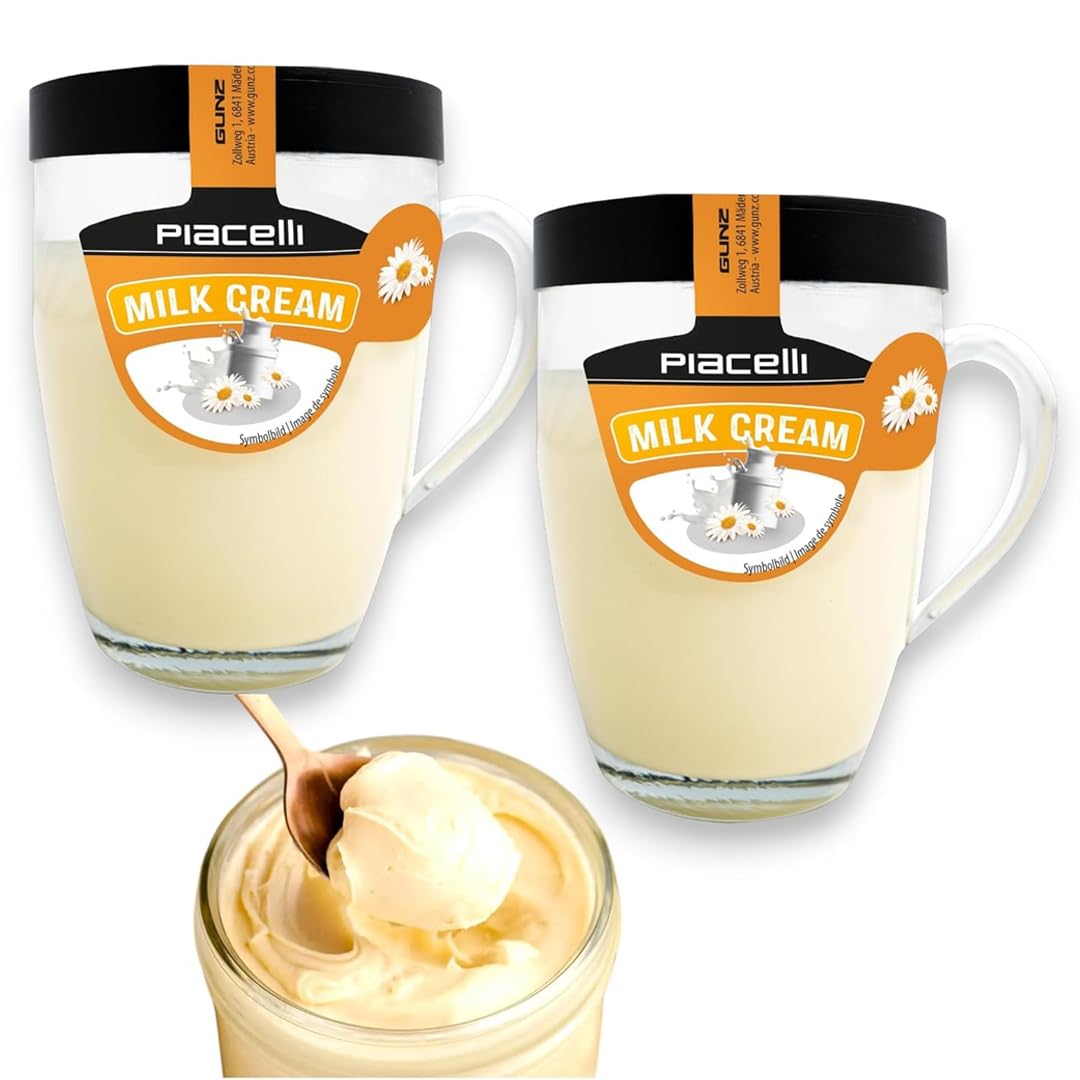 Piacelli Cream Spread with Milk 300g - Smooth & Creamy Milk-Based Spread in A Special Glass Cup for Toast, Bread, Or Pastries - Coconut Spread Ideal