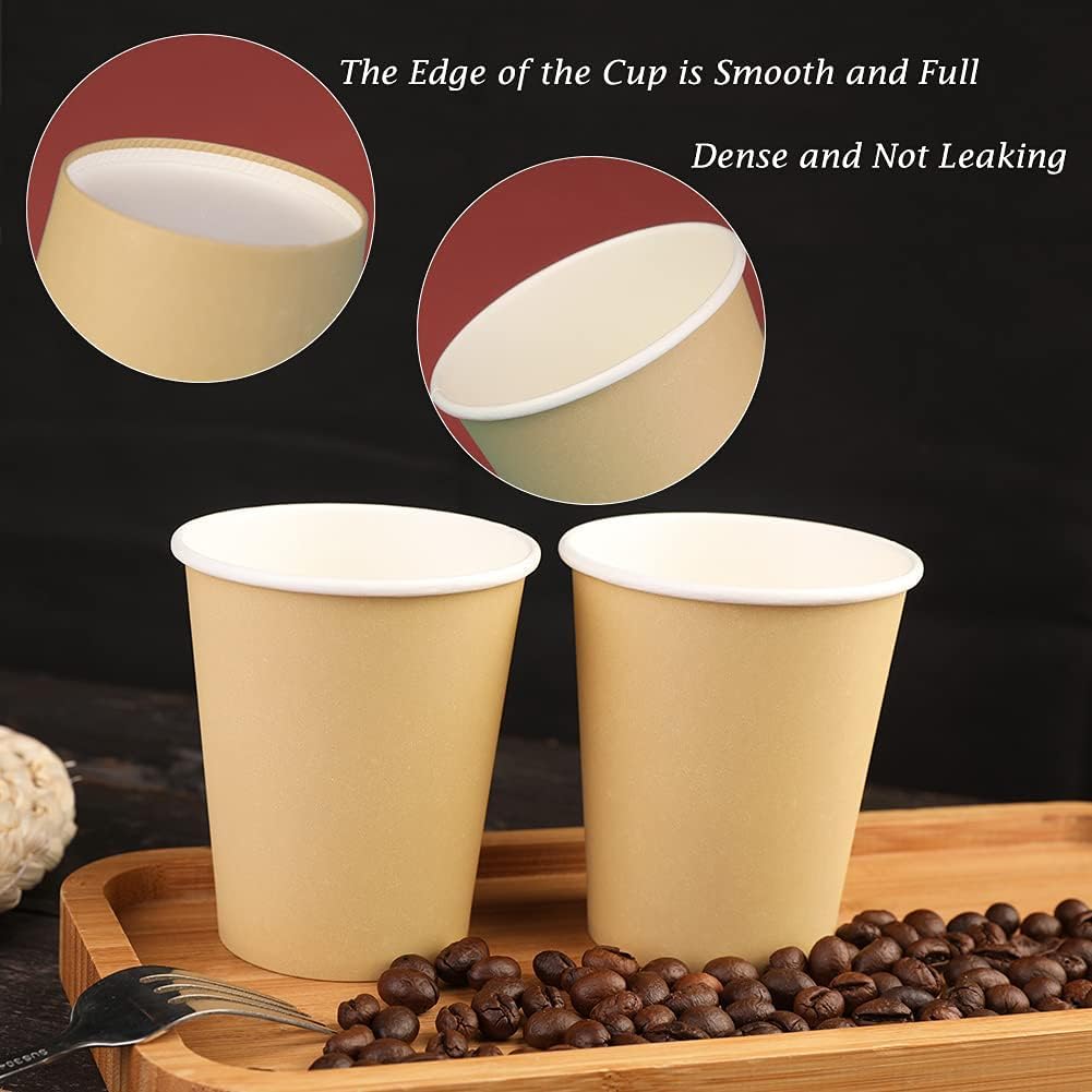 BALDCC 25 Pack 8 oz Disposable Paper Cups, Disposable Coffee Cups, Hot/Cold Beverage Drinking Cup for Offices, Home Kitchens, Coffee Shops?Khaki?