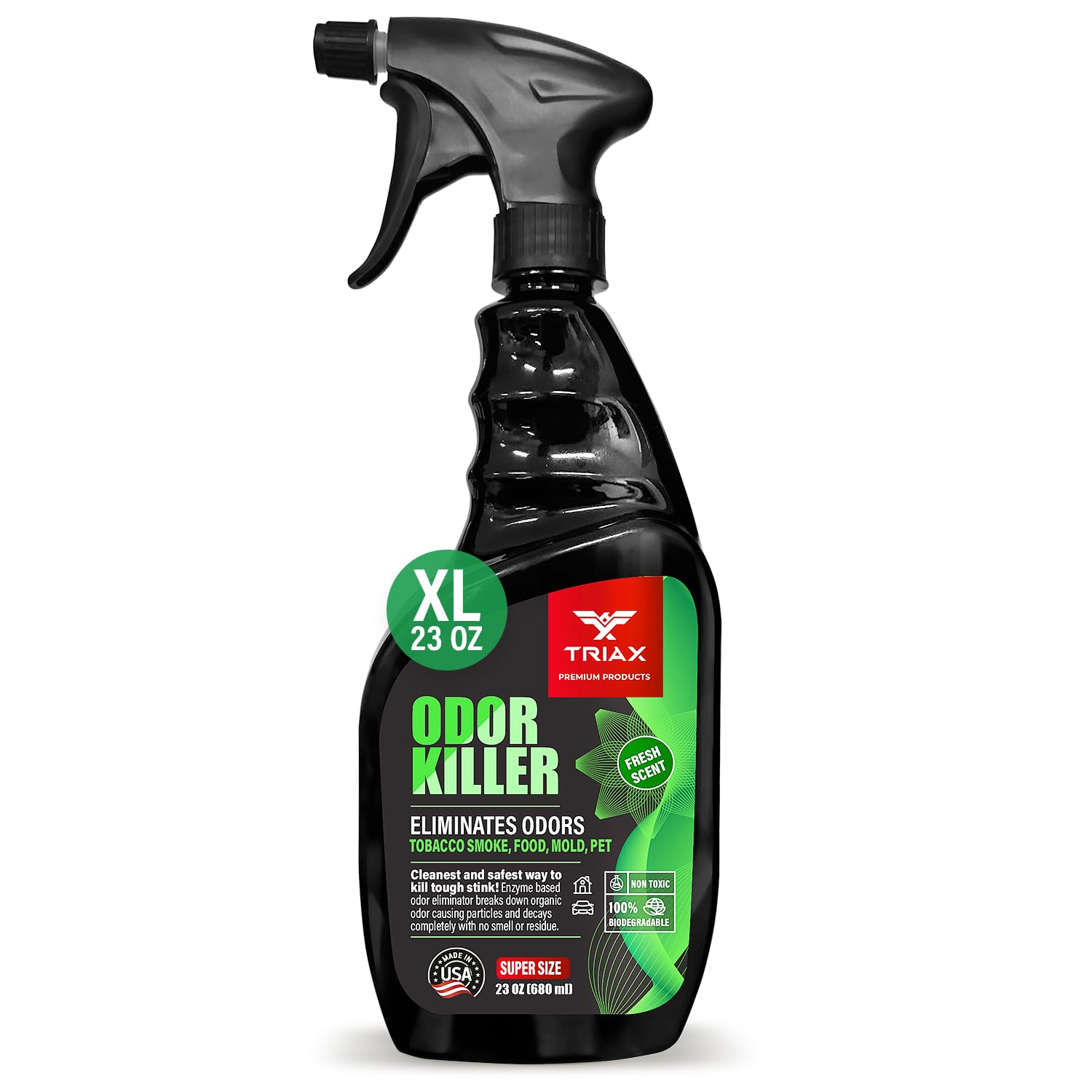 TRIAX Odor Killer - Advanced Odor Control - Ready to Use, Fresh Scent, Multi-Purpose - Non-Toxic and 100% Biodegradable - For Carpets, Fabrics, Hard
