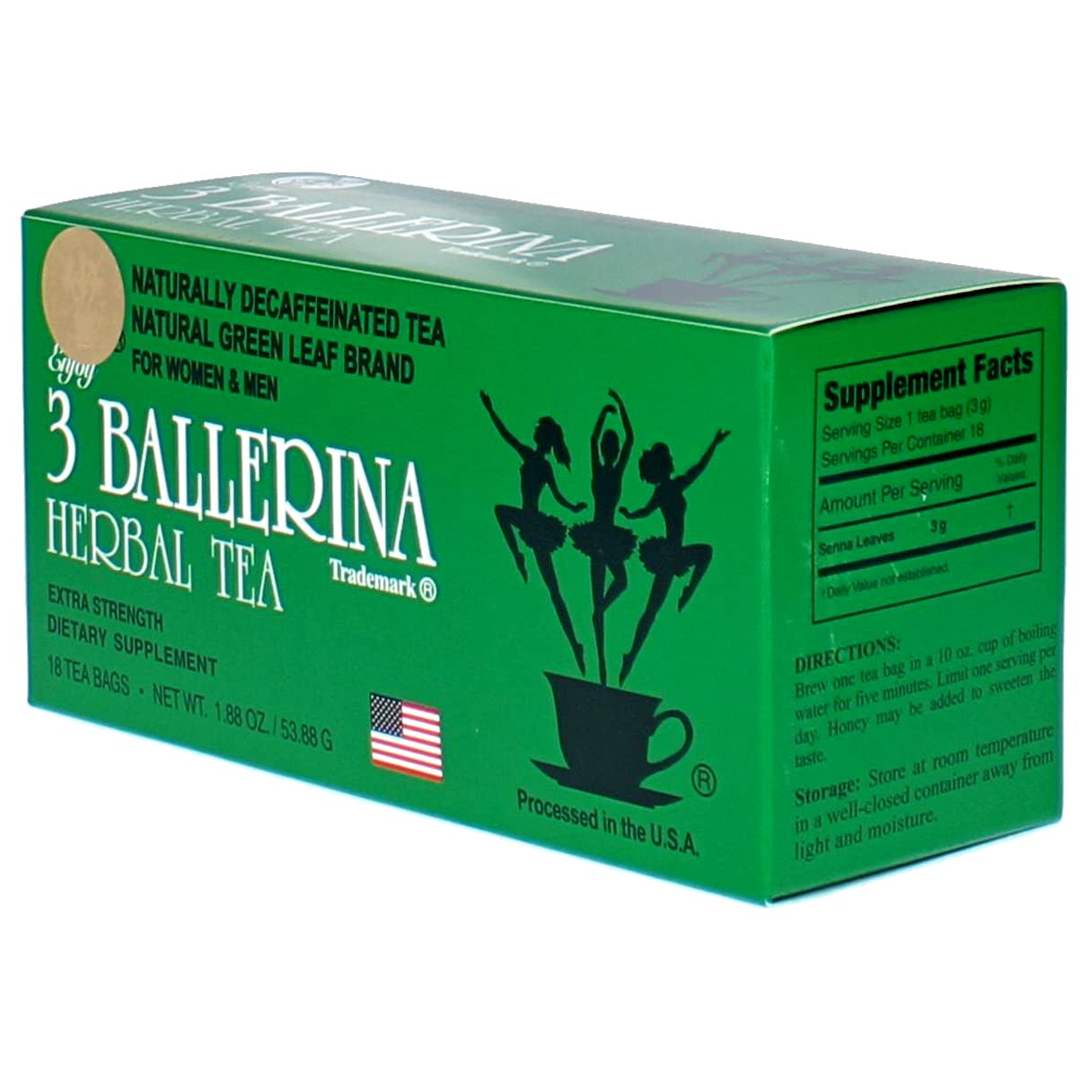 3 Ballerina Diet Tea Extra Strength for Men and Women (6 Boxes x 18 Bags)