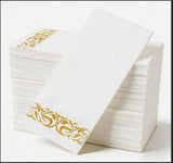 Softure 50 pack Airlaid Gold Paper Napkin, Linen Feel Dinner Napkin, Soft Absorbent Disposable Napkin, Cloth-Like Paper Hand Towel, Decorative Napkins