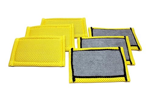 Microfiber Dish and Kitchen Scrubbing Sponge - 4.25"x6.25" - Dish Sponge Replacement, Scratch-Free Scouring Pad, Laundry and Dishwasher Safe (6, Grey