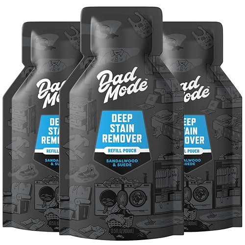 DadMode Laundry Deep Stain Remover Refills | 1000 Stain Treatments | 7-Enzyme Deep Cleaner & Odor Eliminator | 3-Pack Refill | Tough on Human, Food
