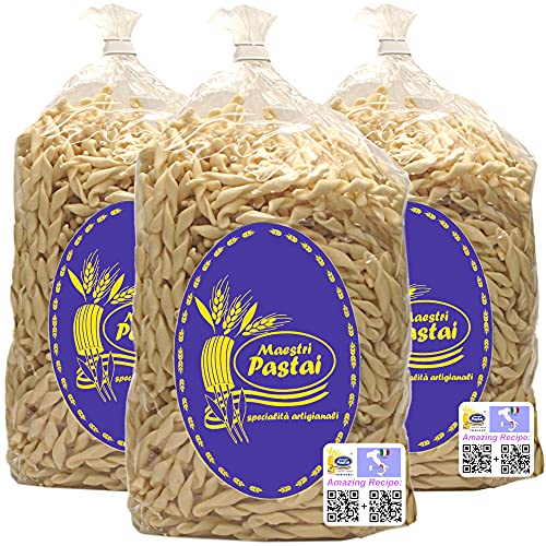 Maestri Pastai, Gourmet Fusilli Avellinesi Italian Pasta (Southern Italy Fusilli Pasta) (Pack of 3), Special "Series 42", Premium Imported from