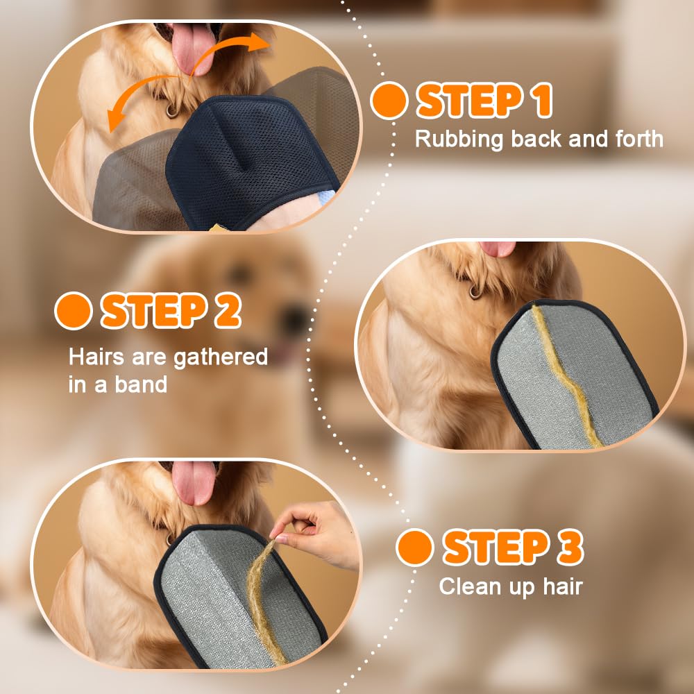 PolishWiz Pet Hair Removal Glove for Cats & Dogs, 2025 Upgraded Reusable Electrostatic Grooming Glove, Washable Pet Hair Remover Tool (Blue)