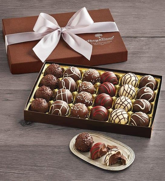 Harry & David Signature Chocolate Truffles Gift Box, 24 Assorted Truffles, 1 Pound Box