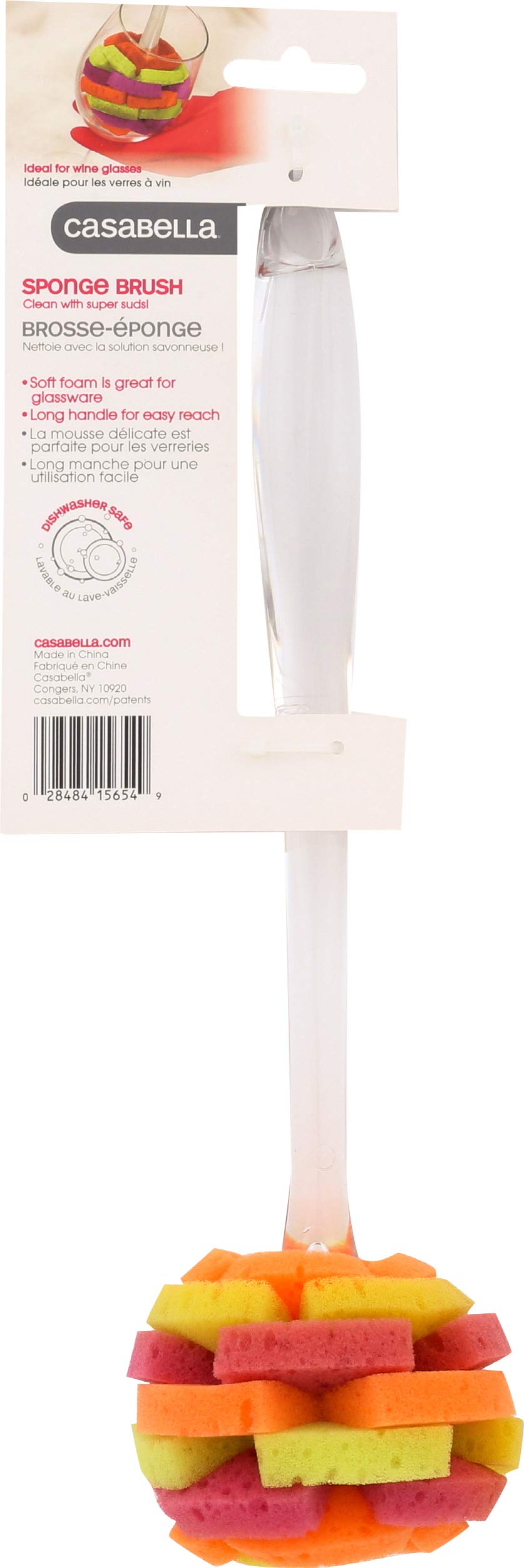 Casabella, Plum/Lime/Orange Multicolor Clear Sponge Brush, 1 EA